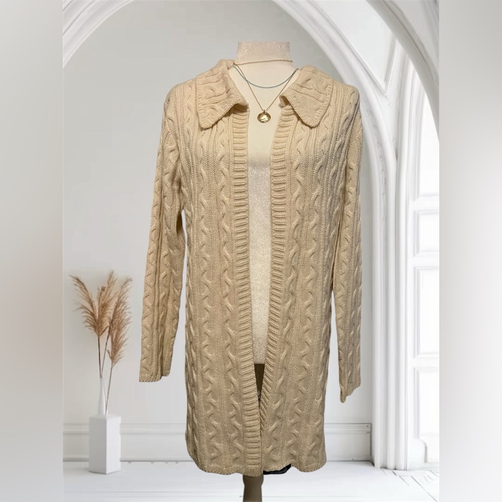 Ricki Brazil Cable Knit Cardigan Sweater / Cream / Size: Small / Fall / Cozy